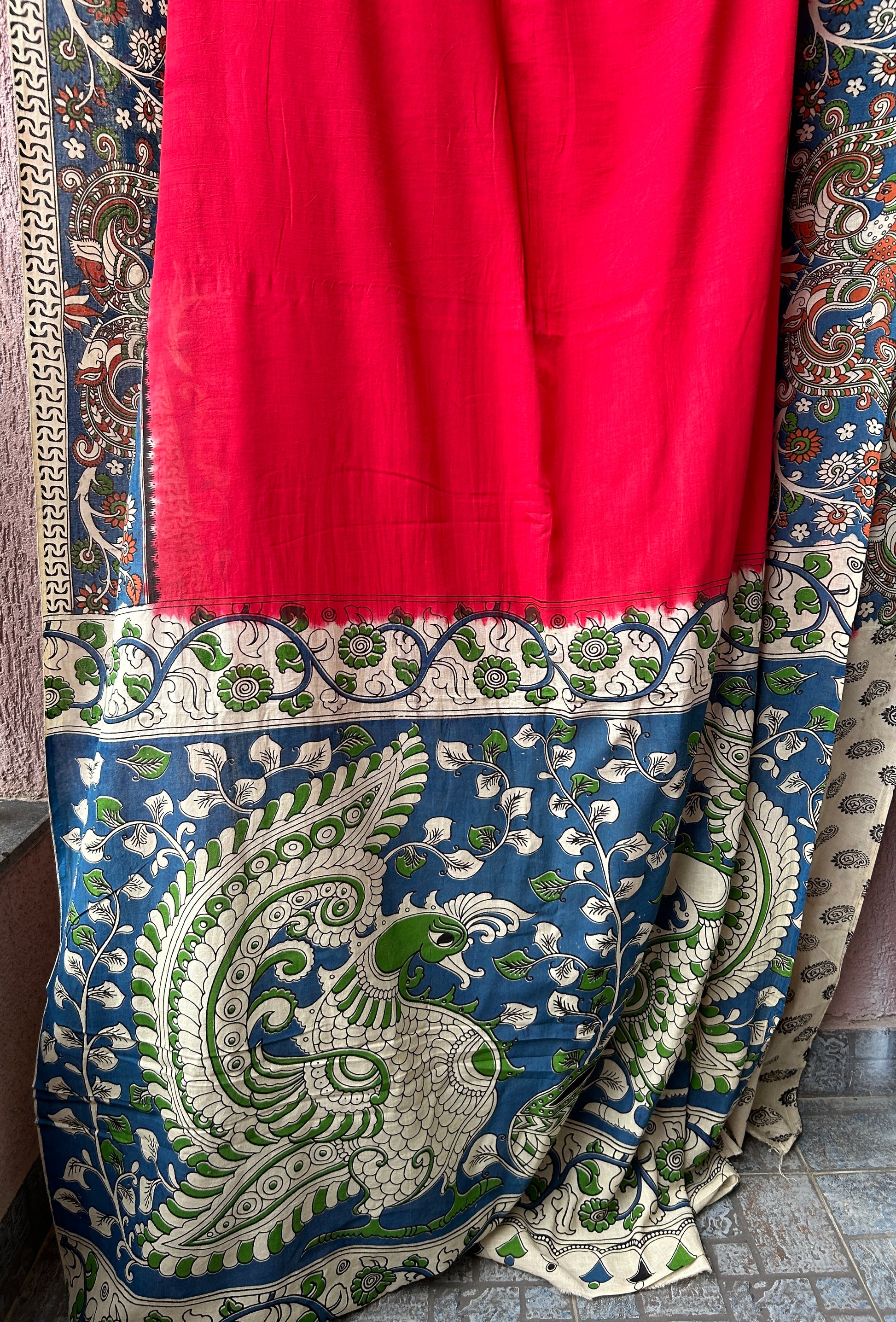 Kalamkari Malmal Cotton Saree with blouse