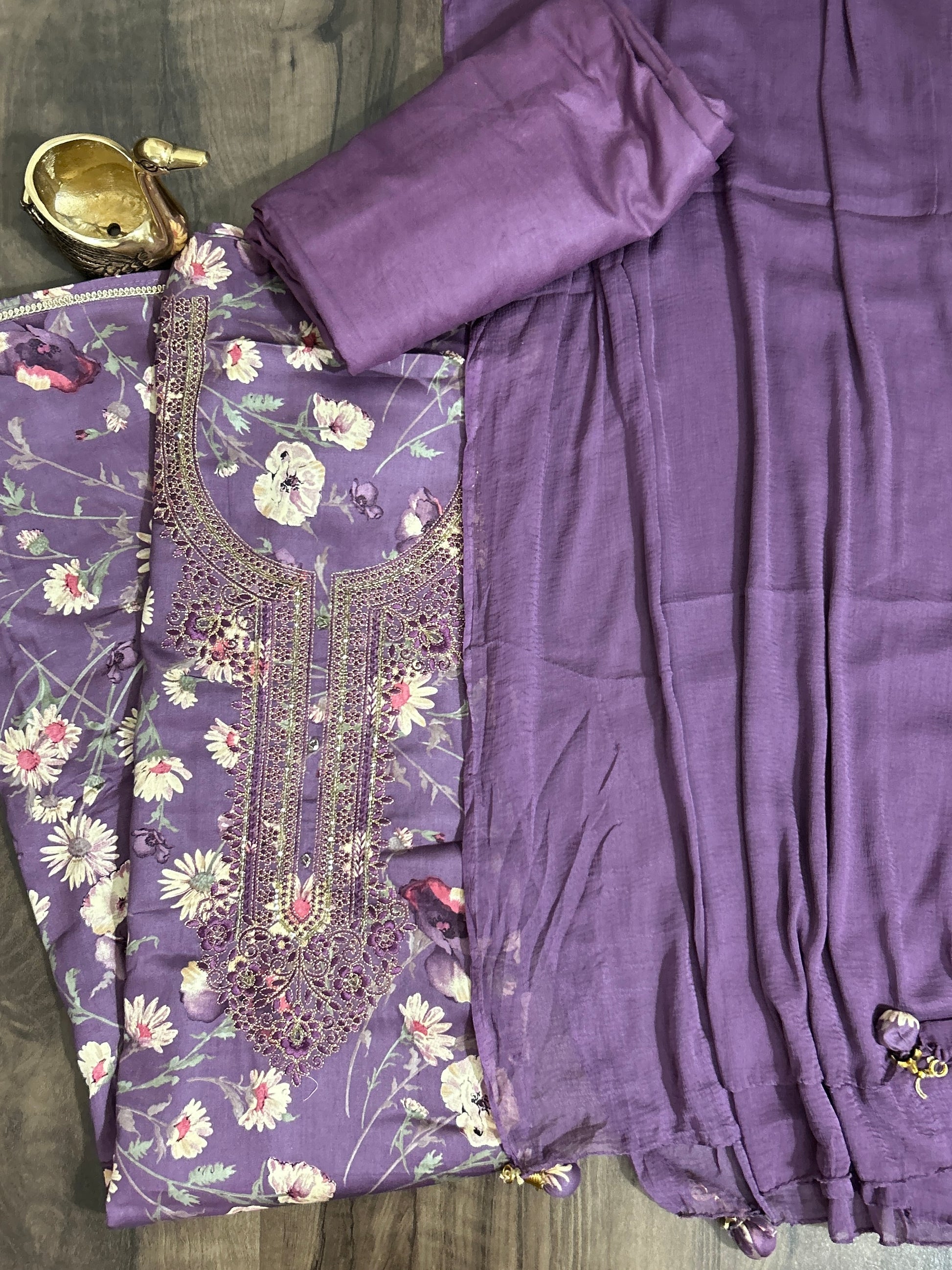 Cotton Dress Material with Chiffon Dupatta