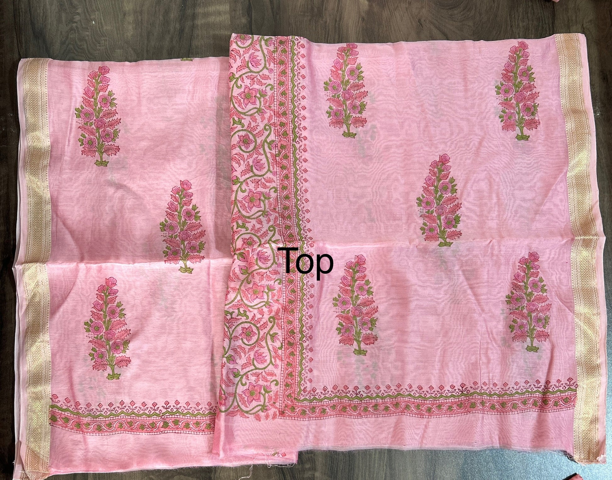 Hand Painted Maheshwari Silk Cotton Dress Material