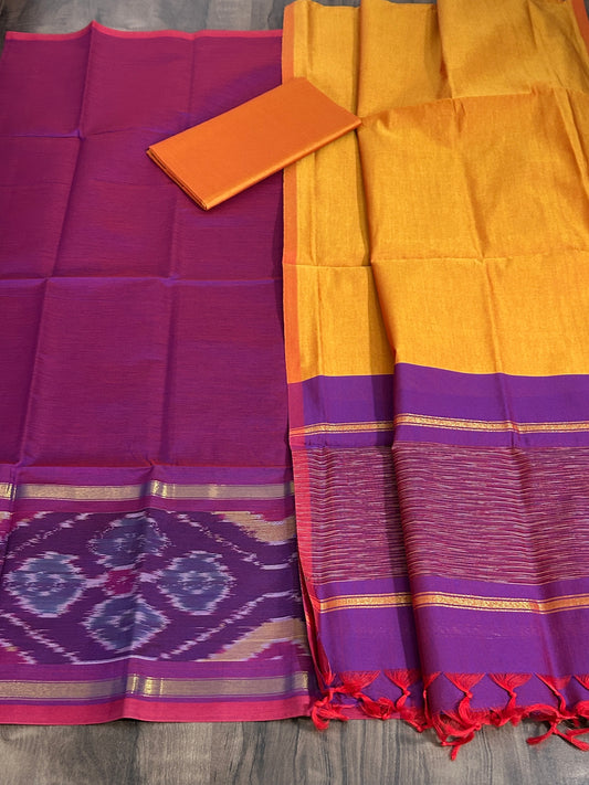 Ikat Cotton Silk Dress Material
