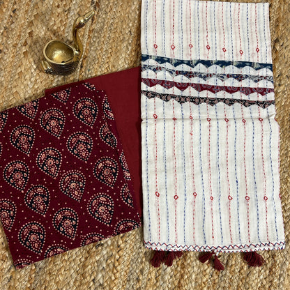 Ajrakh Cotton Hakoba Dress Material