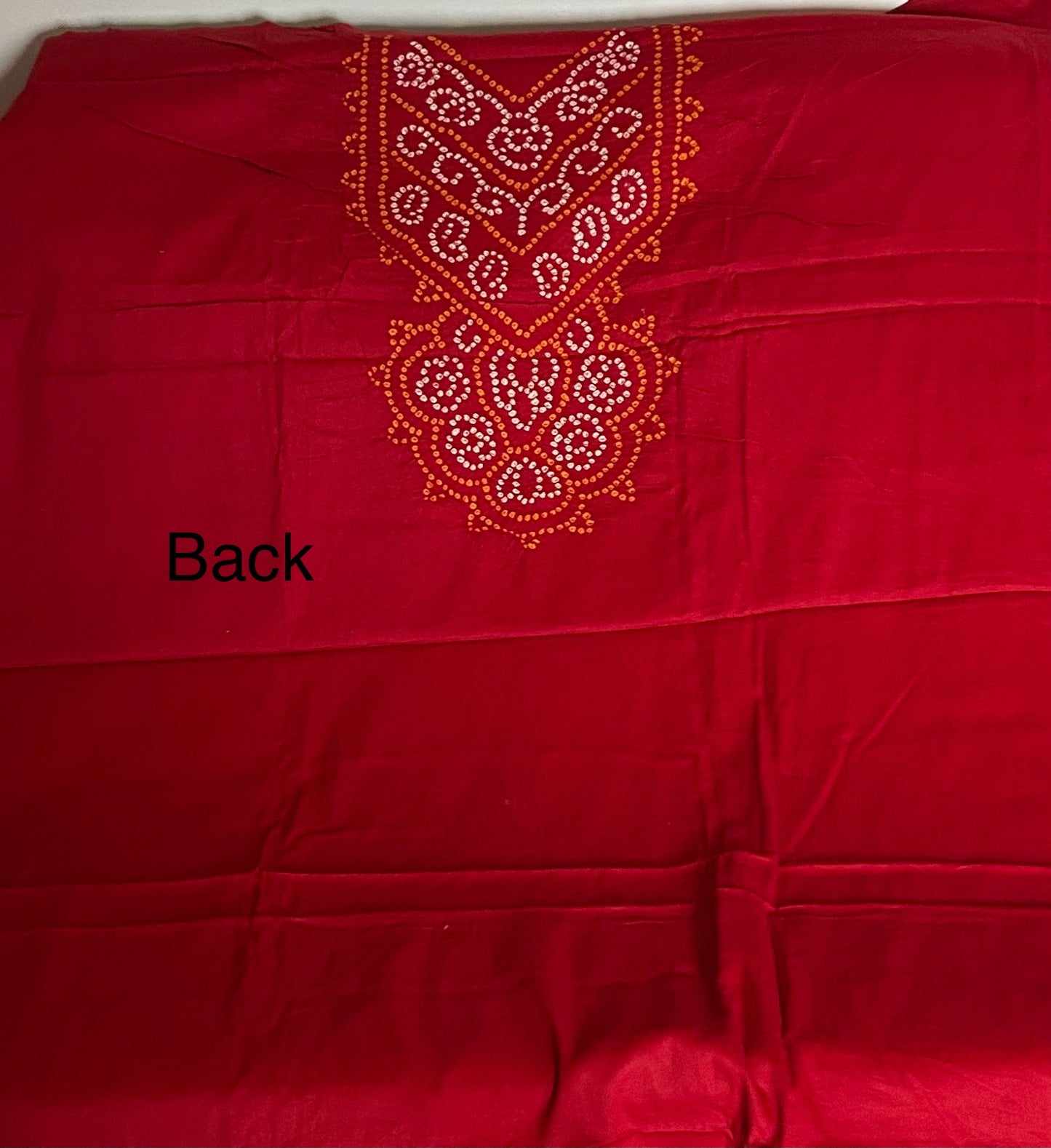 Deep red Bandhej HandWork Cotton Dress Material with Mirror work