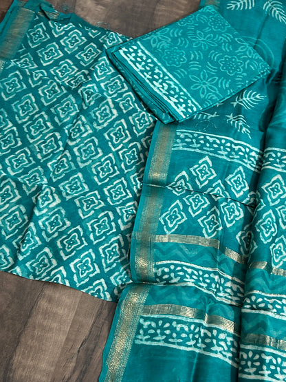 Hand BlockPrint Maheshwari Silk Cotton Dress Material