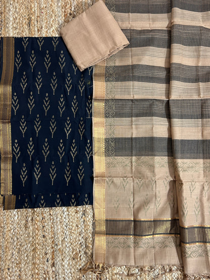 Hand Block Printed Mangalagiri Cotton Dress Material