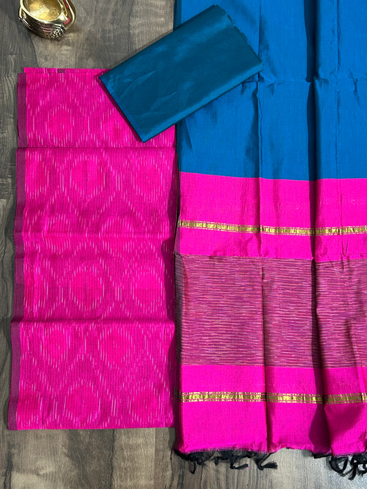 Ikat Cotton Silk Dress Material