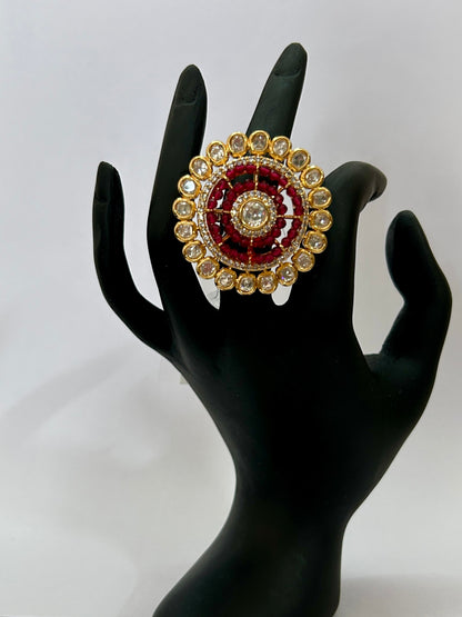 Cocktail Kundan Finger Ring