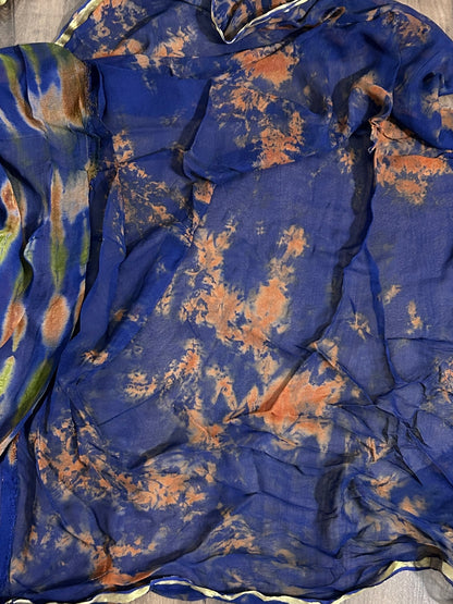 Georgette Hand Crafted Saree with Blouse