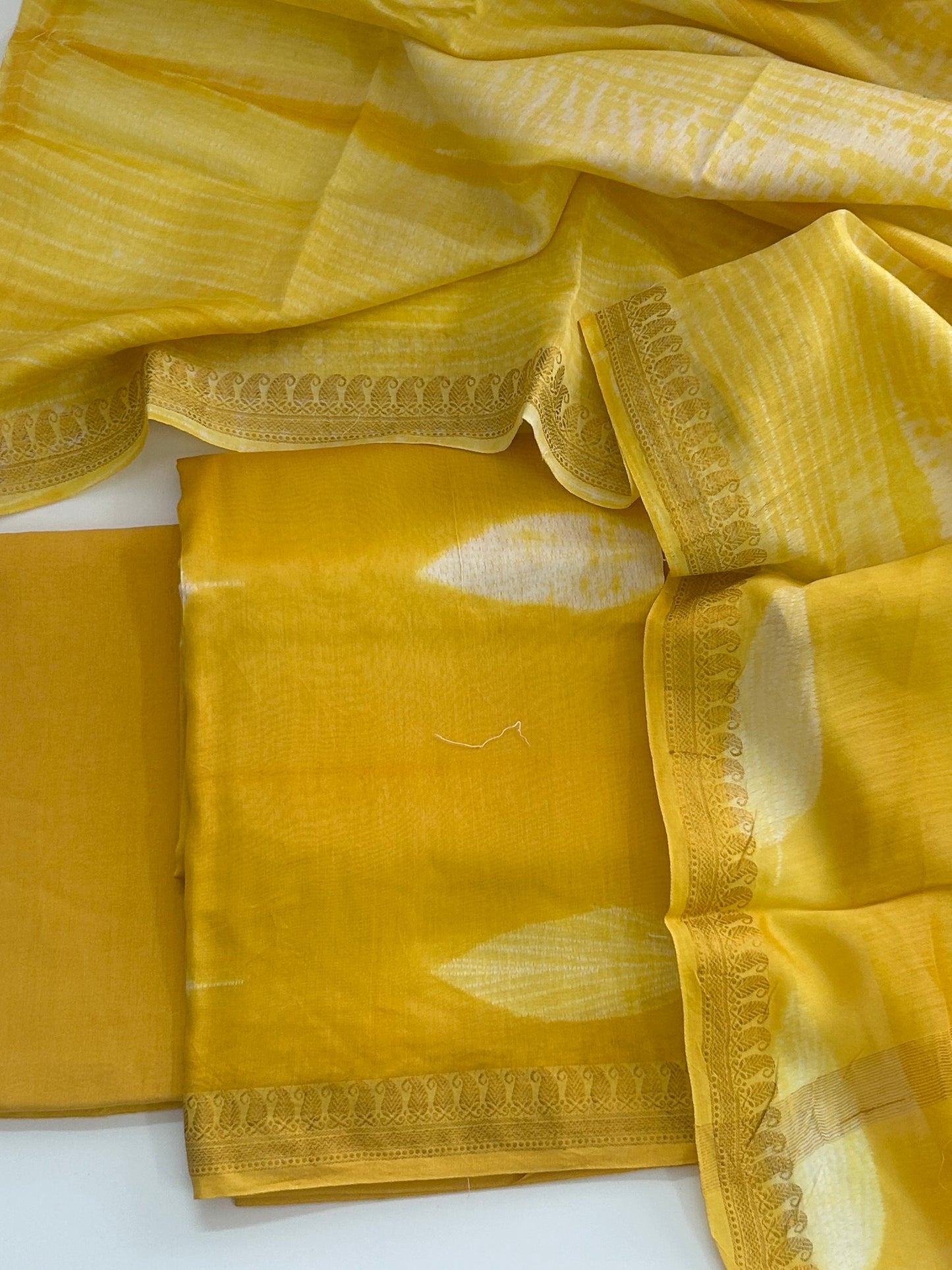 Needle Shibori Maheshwari Silk Dress Material