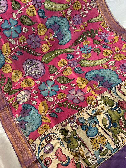 Kalamkari Hand Painted Silk Dupatta