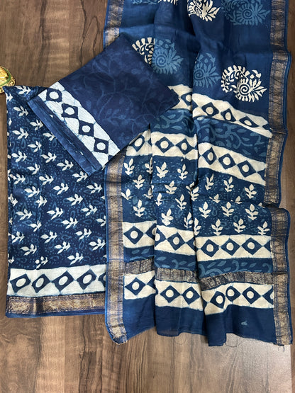 Hand BlockPrint Maheshwari Silk Cotton Dress Material