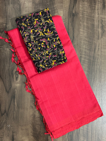 Mangalagiri Hand-Woven Cotton Saree with 2 Blouses #
