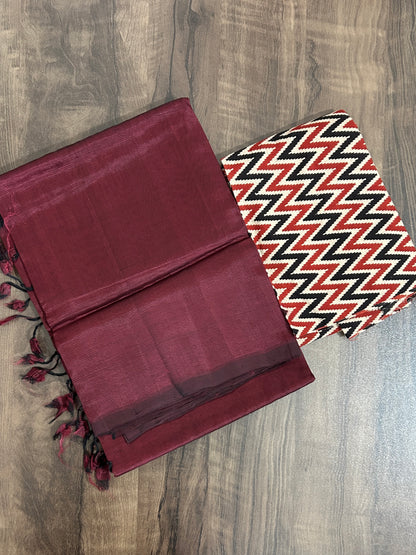 Mangalagiri Silk Cotton Hand Woven Saree with Extra Blouse #