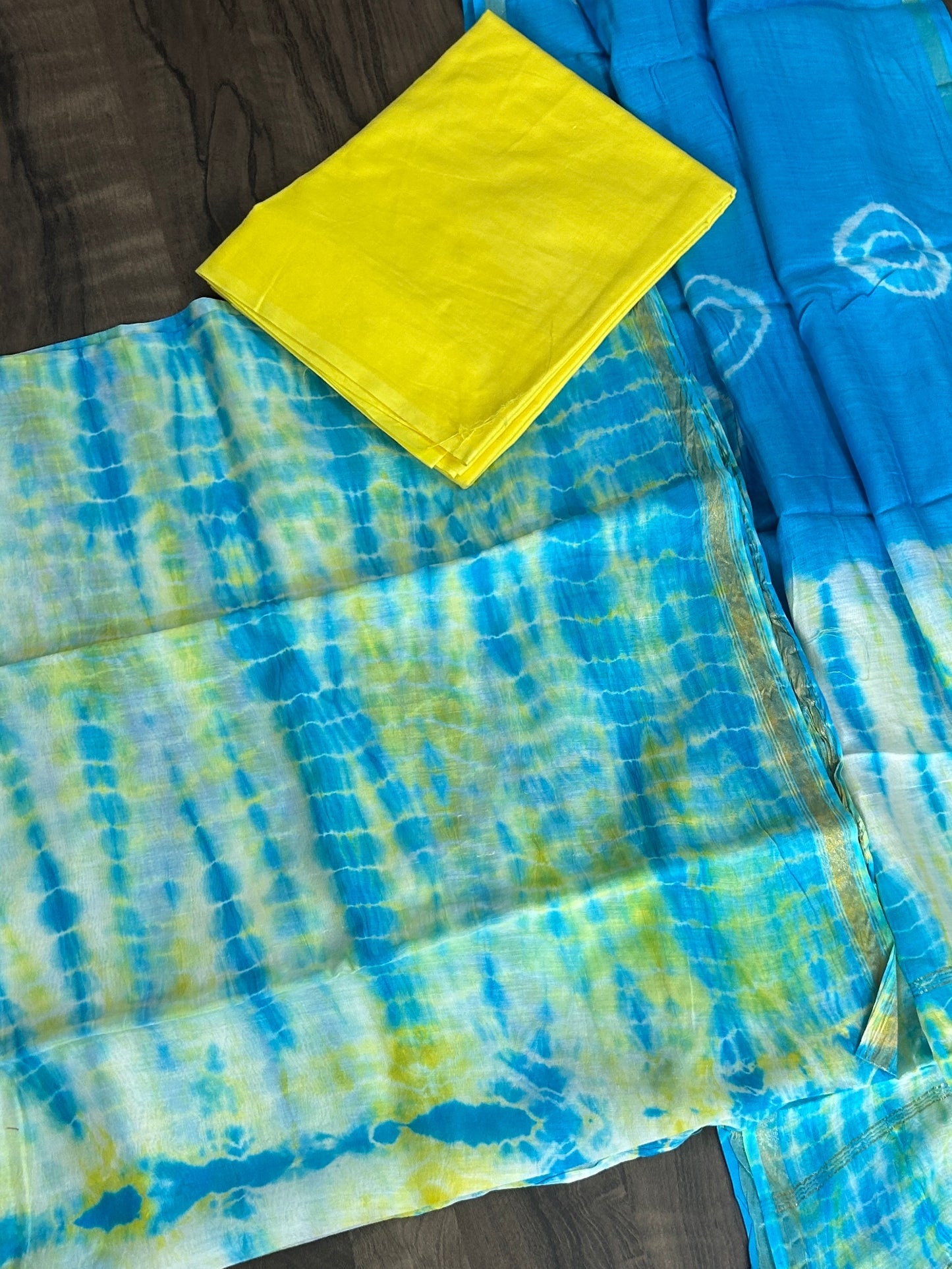 Tie and Dye Chanderi Silk Cotton Dress Material