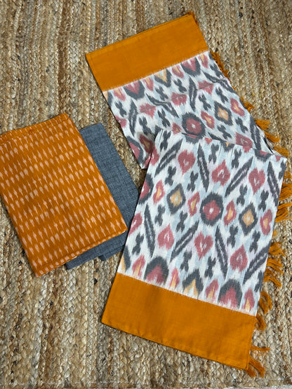 Double Ikat Mercerised Cotton Dress Material