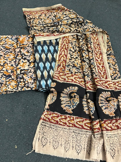 Ikat Kalamkari Cotton Dress Material