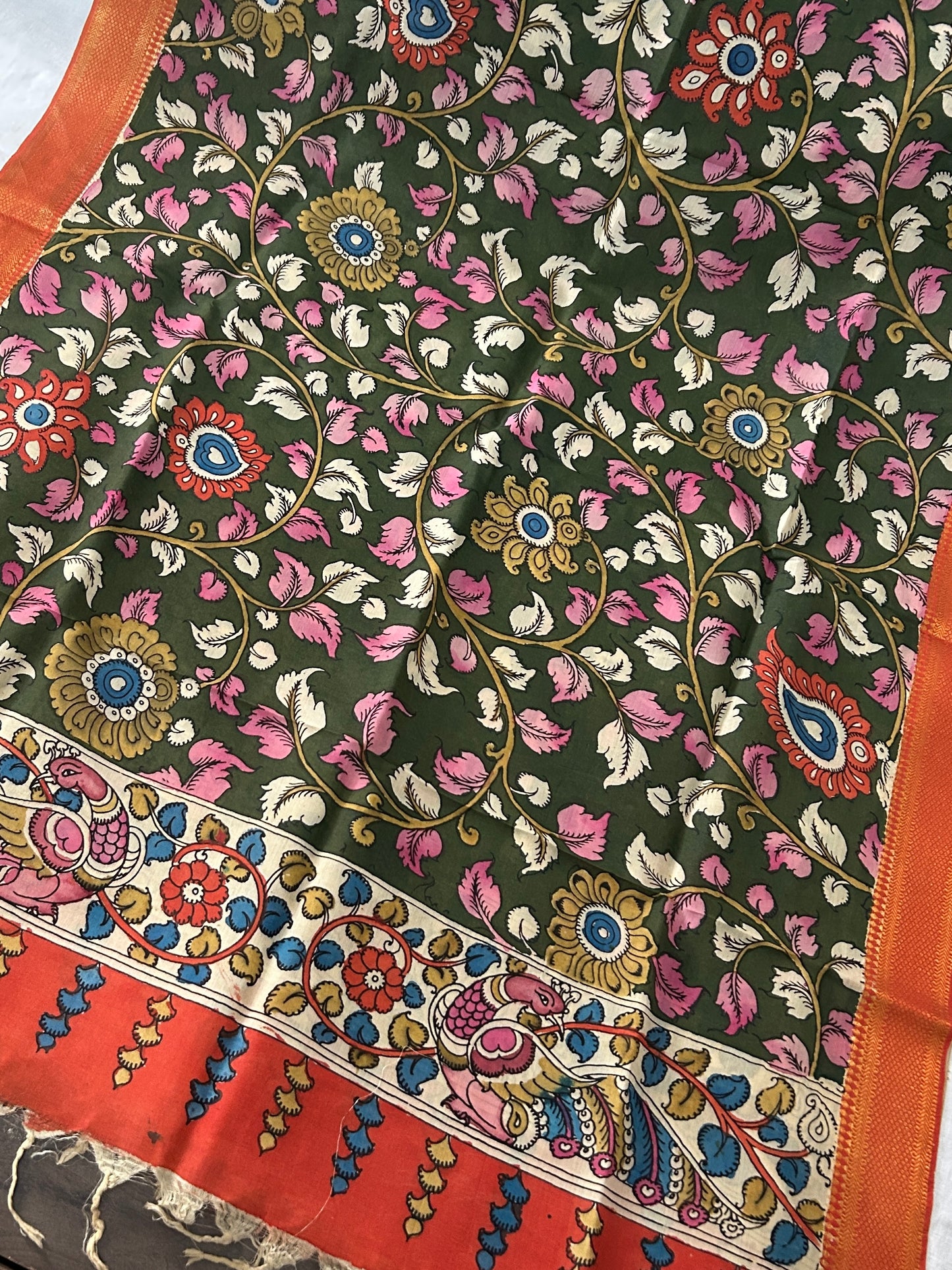 Kalamkari Hand Painted Silk Dupatta