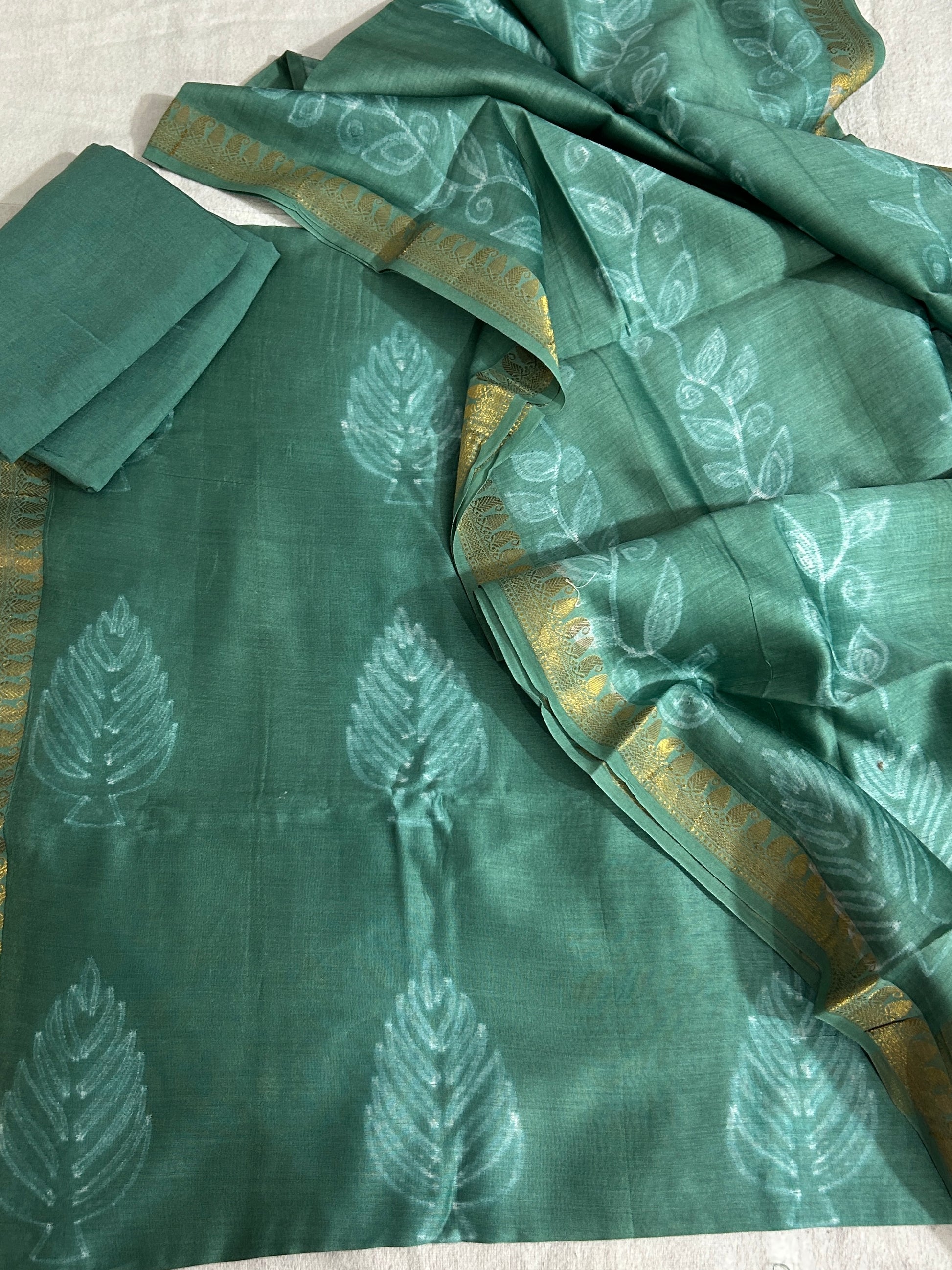 Needle Shibori Maheshwari Silk Cotton Dress Material