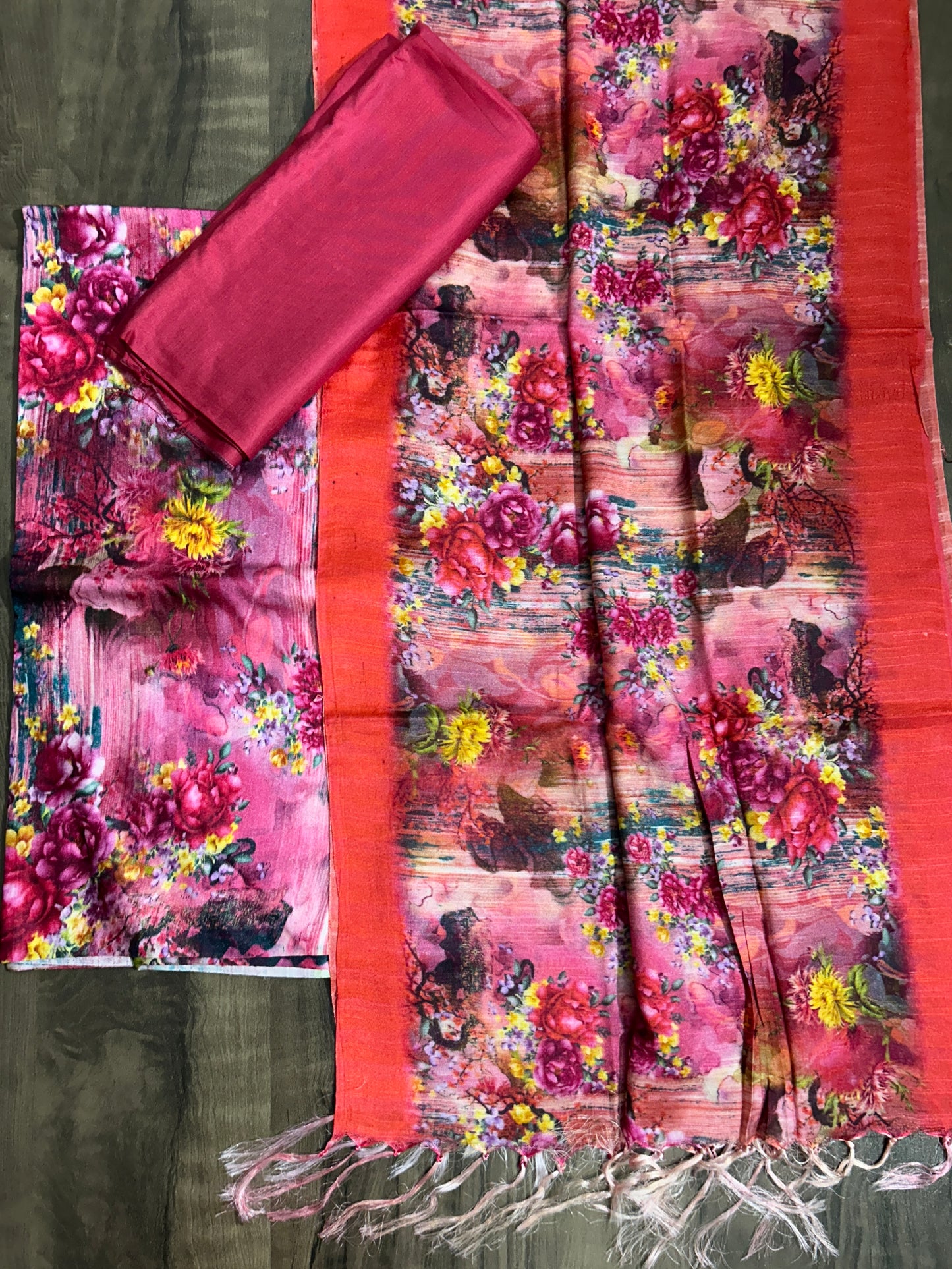 Tussar Silk Digital Print Dress Material