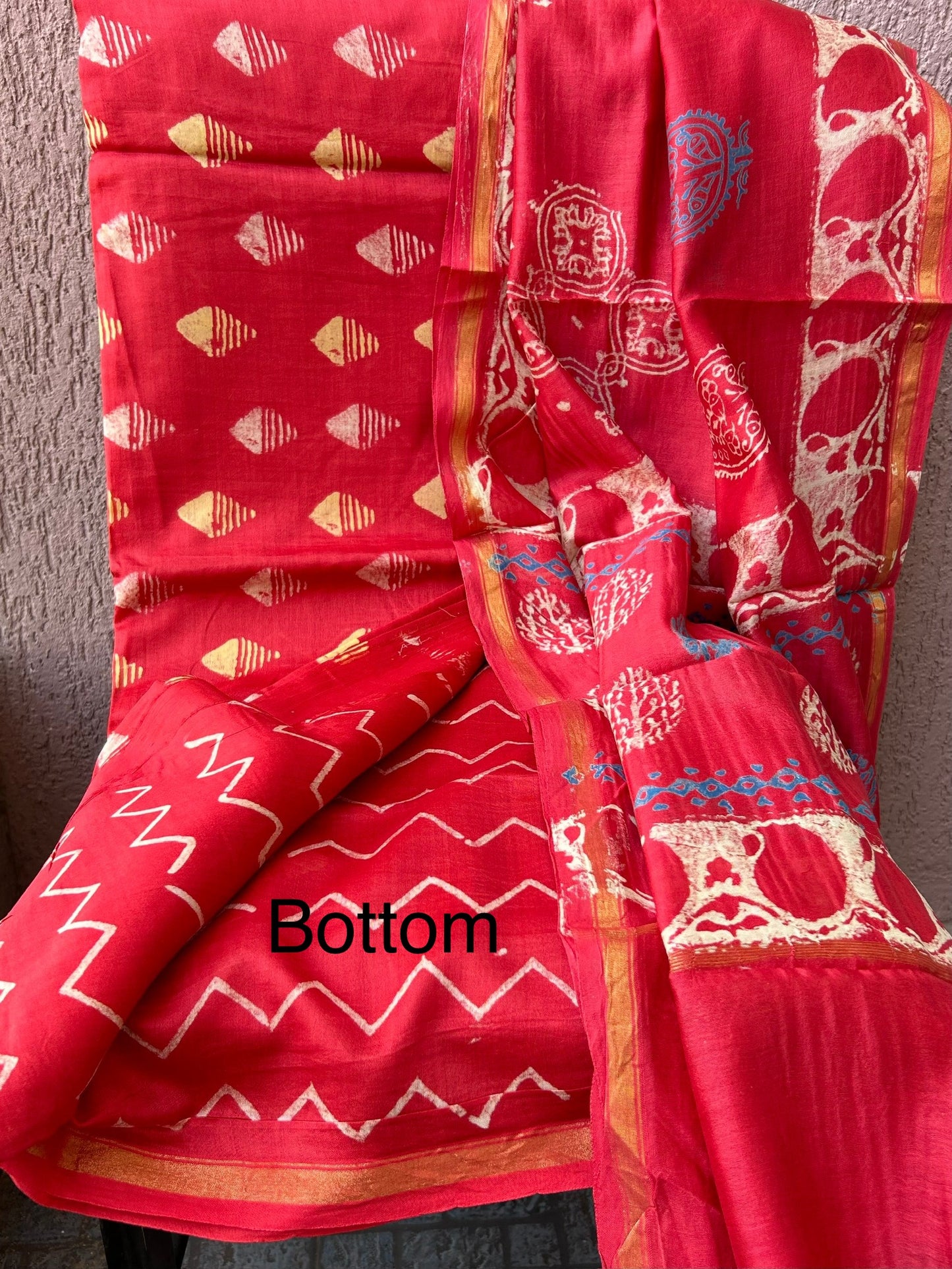 Chanderi Pure Silk Cotton Hand Blockprint Dress Material