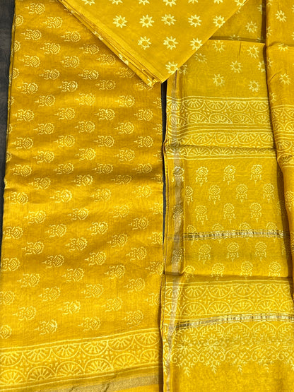 Hand BlockPrint Maheshwari Silk Cotton Dress Material