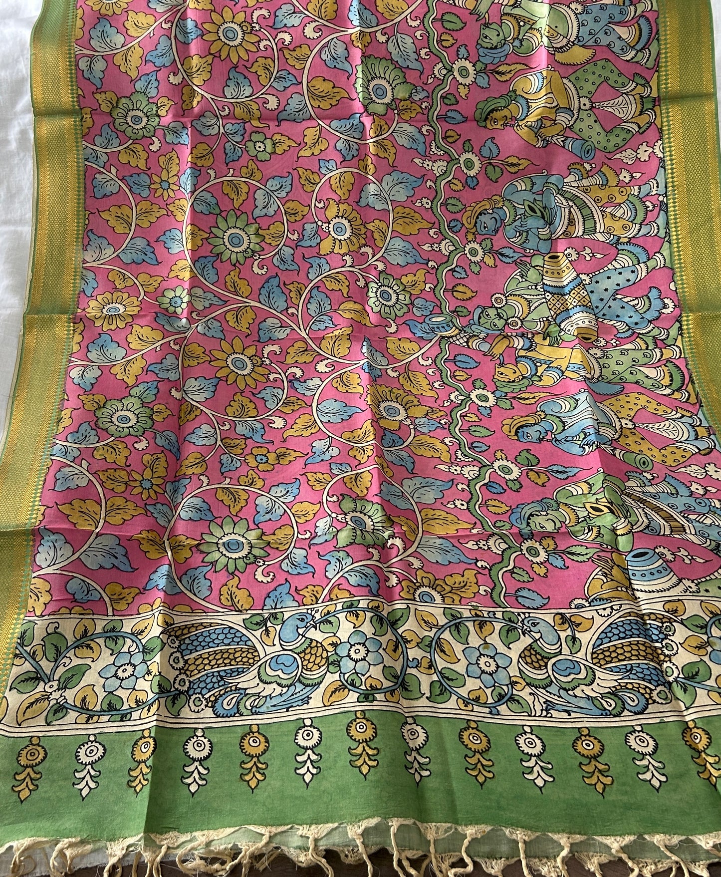 Kalamkari Hand Painted Silk Dupatta