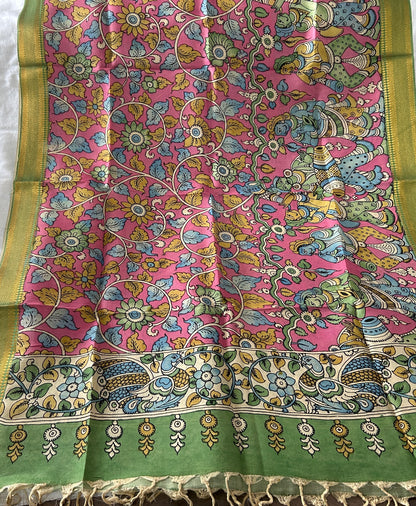 Kalamkari Hand Painted Silk Dupatta