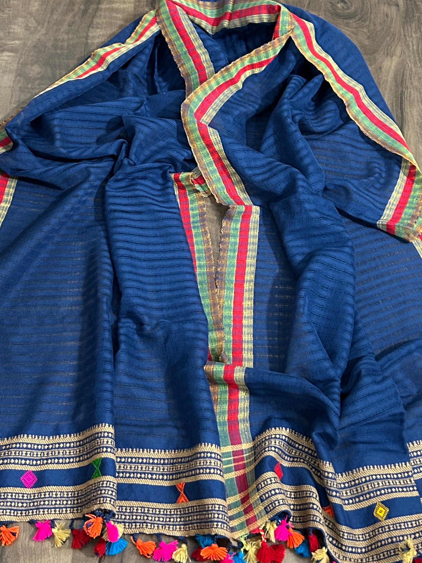 Bhujodi Embroidered Cotton Stole with tassels