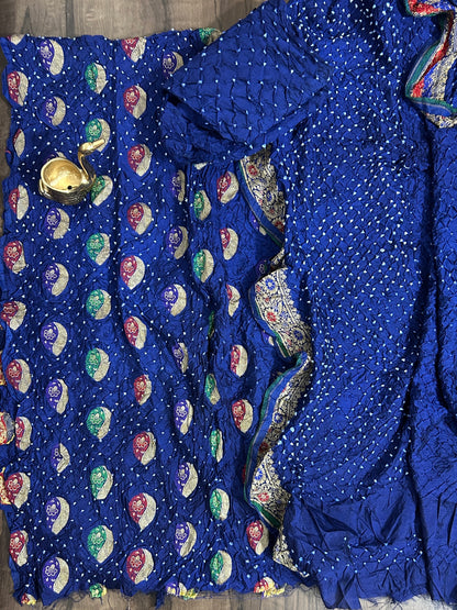 Gadwal Silk Bandhej Dress Material