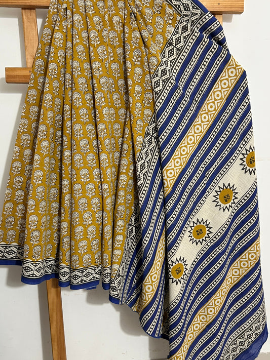 Hand BlockPrint Cotton Saree with Blouse