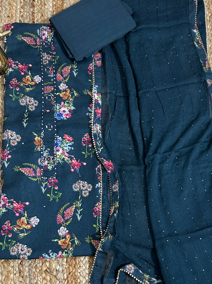 Cotton Dress Material with Pure Chiffon Dupatta *