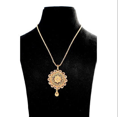 Gold finish necklace with earrings