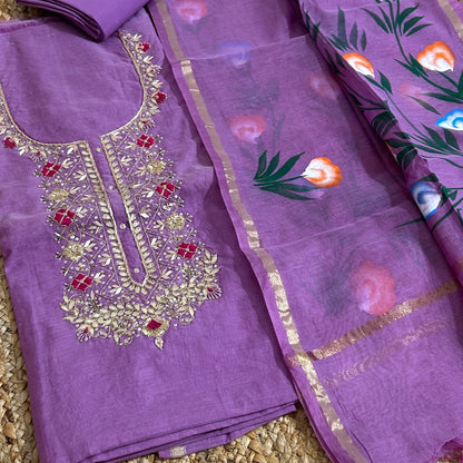 Chanderi Gota Patti Dress Material with Chanderi Dupatta