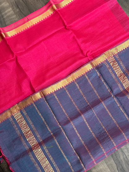 Mangalagiri Silk Cotton Saree with Nizaam Border #