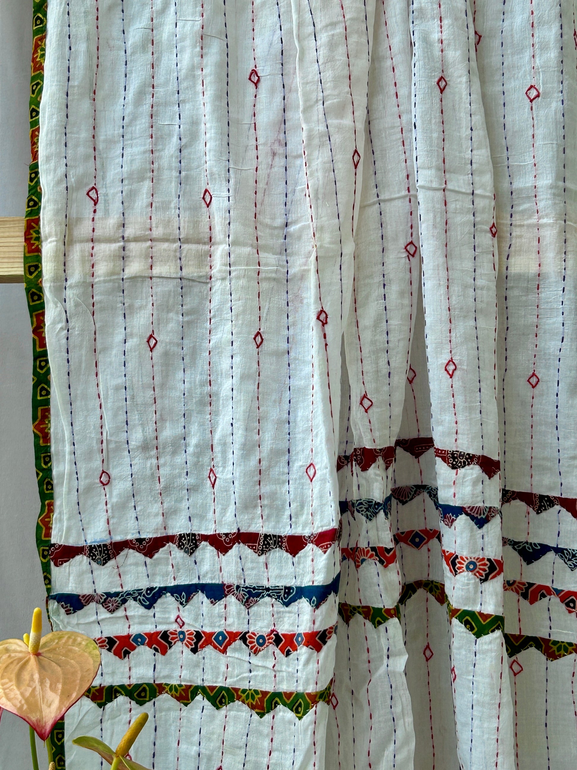 White Appliqué Work Dupatta