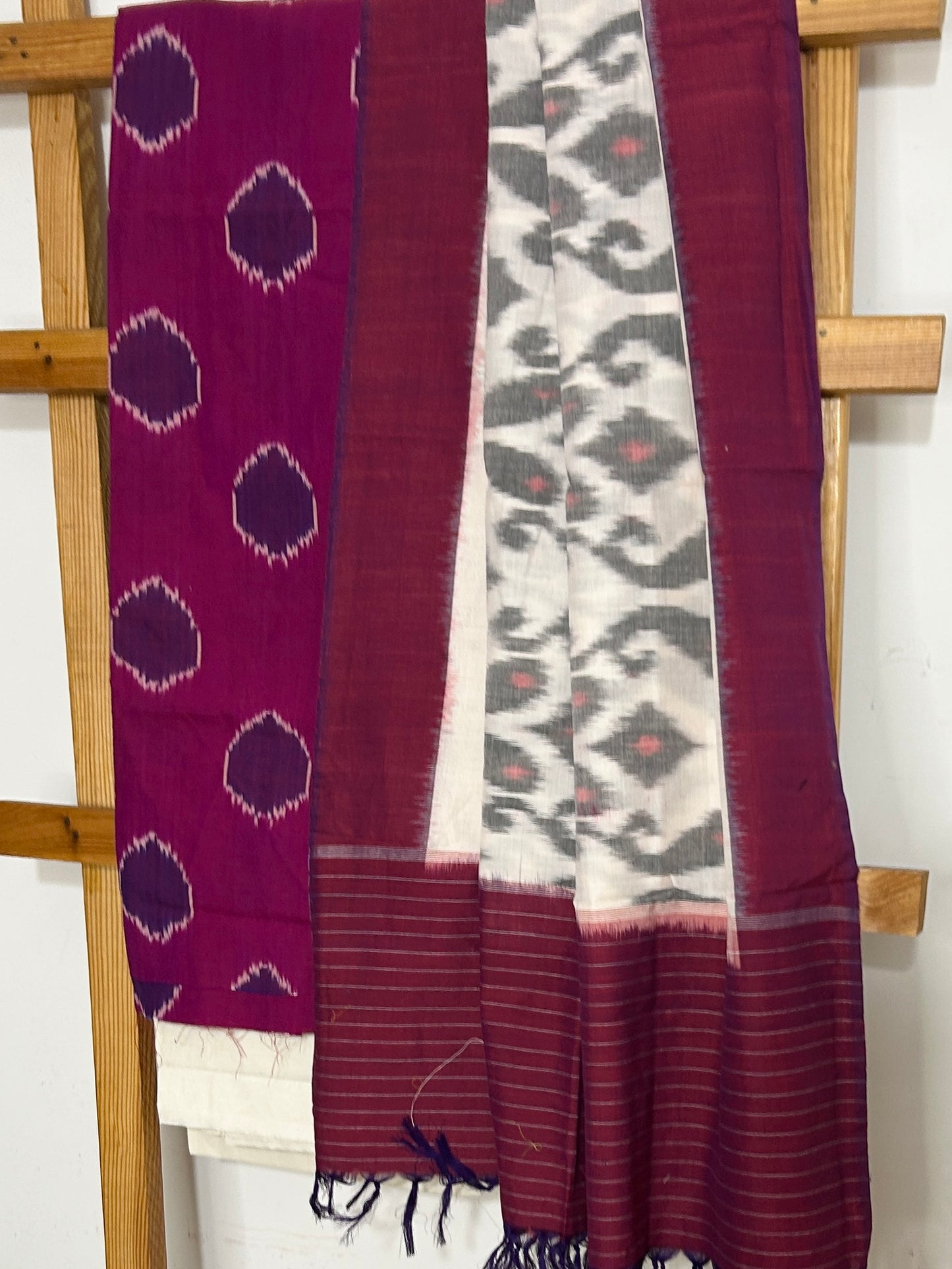 Double Ikat Cotton Dress Material with uzbec top