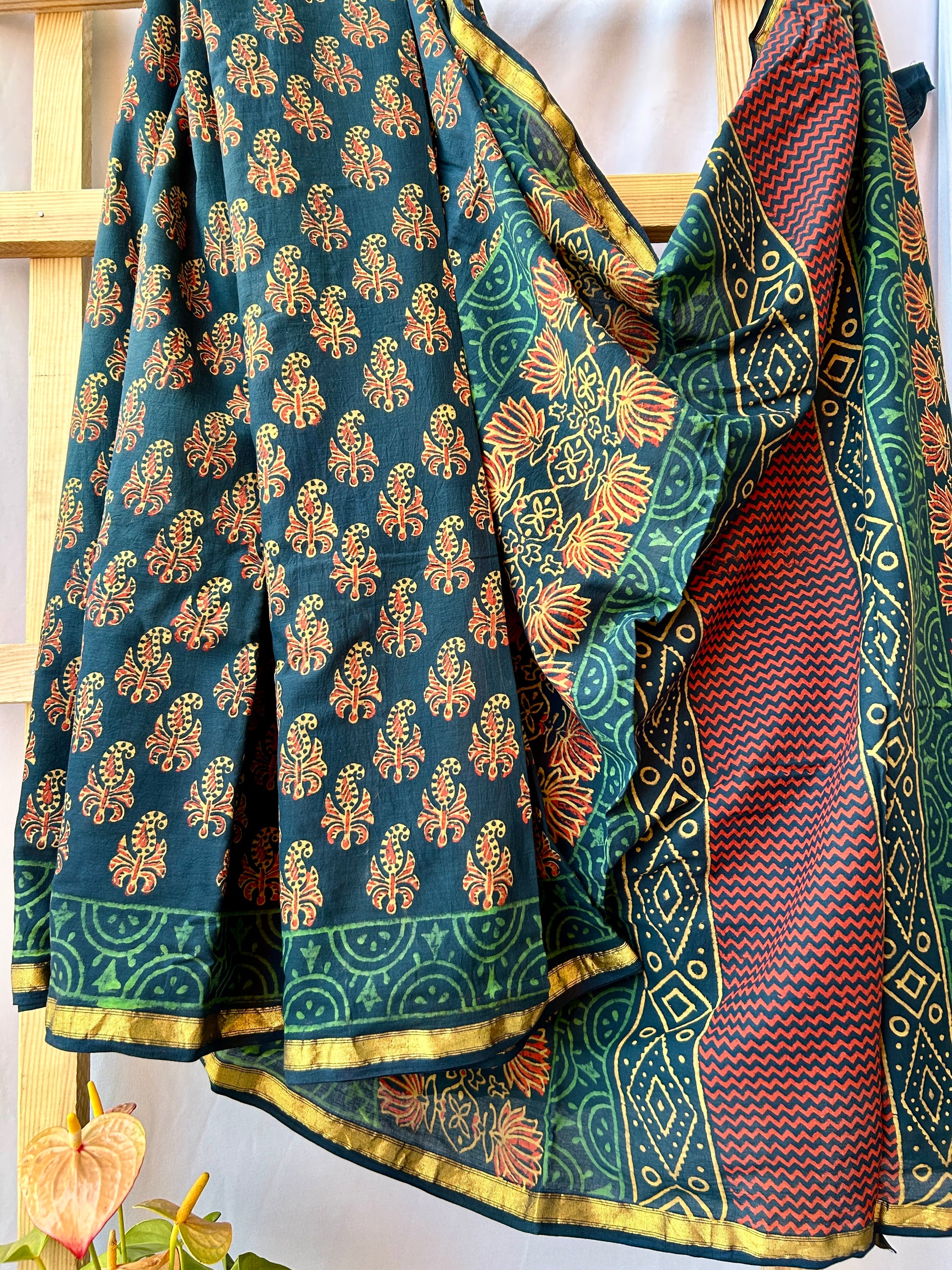 Cotton Hand Blockprint Saree