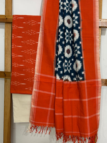 Telia Rumal Double Ikat Mercerized Cotton Dress Material