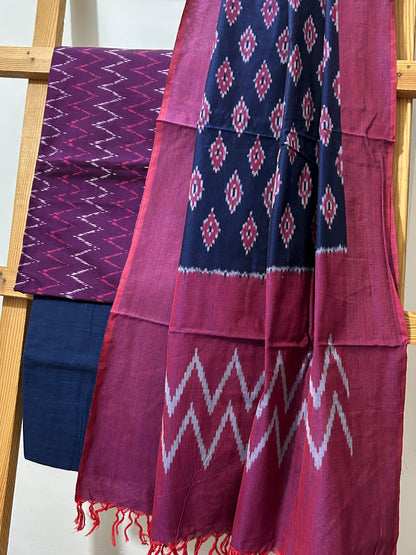 Double Ikat Mercerised Cotton Dress Material
