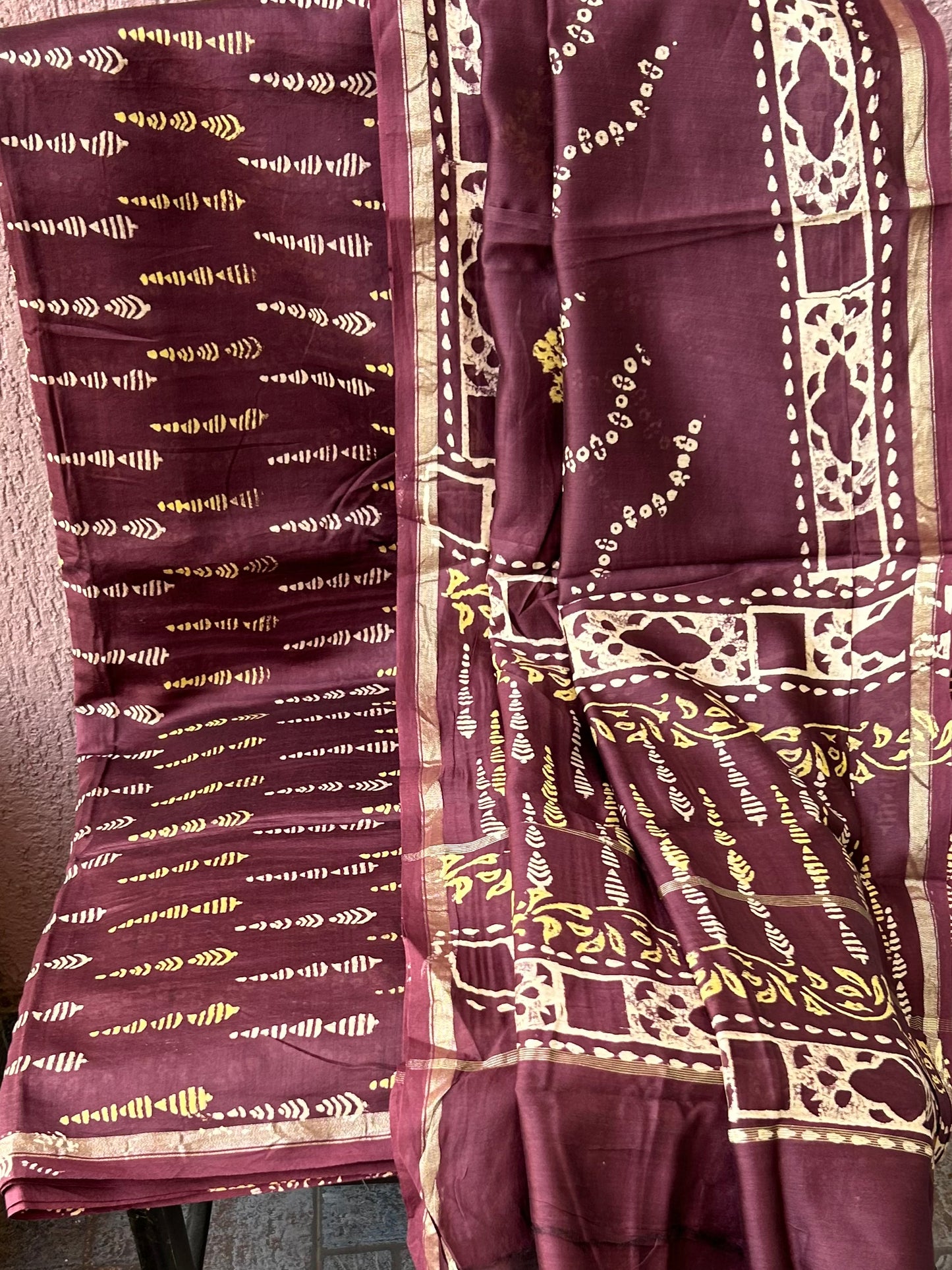 Chanderi 4 ply Pure Silk Cotton Hand Blockprint Dress Material