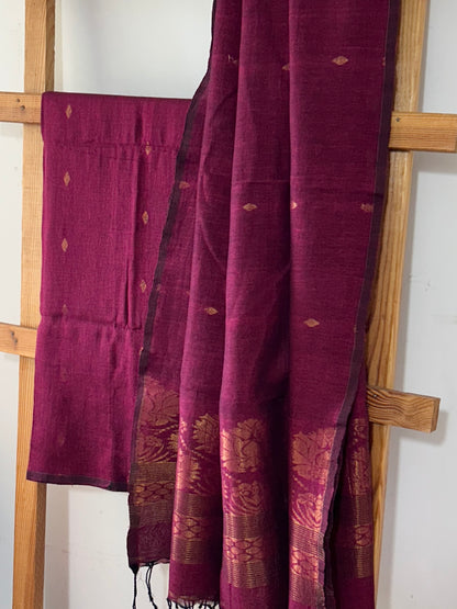 Jamdani Linen Cotton 2 pc Dress Material