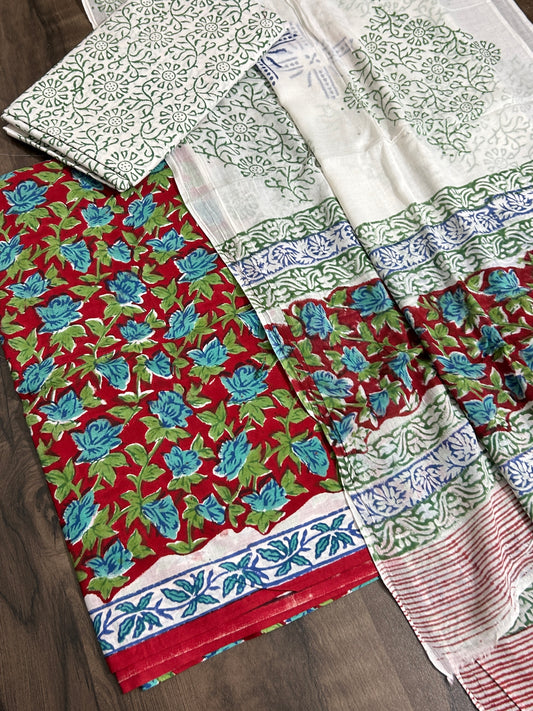 Hand Block Printed Cotton Dress Material *