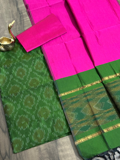 Ikat Cotton Silk Dress Material