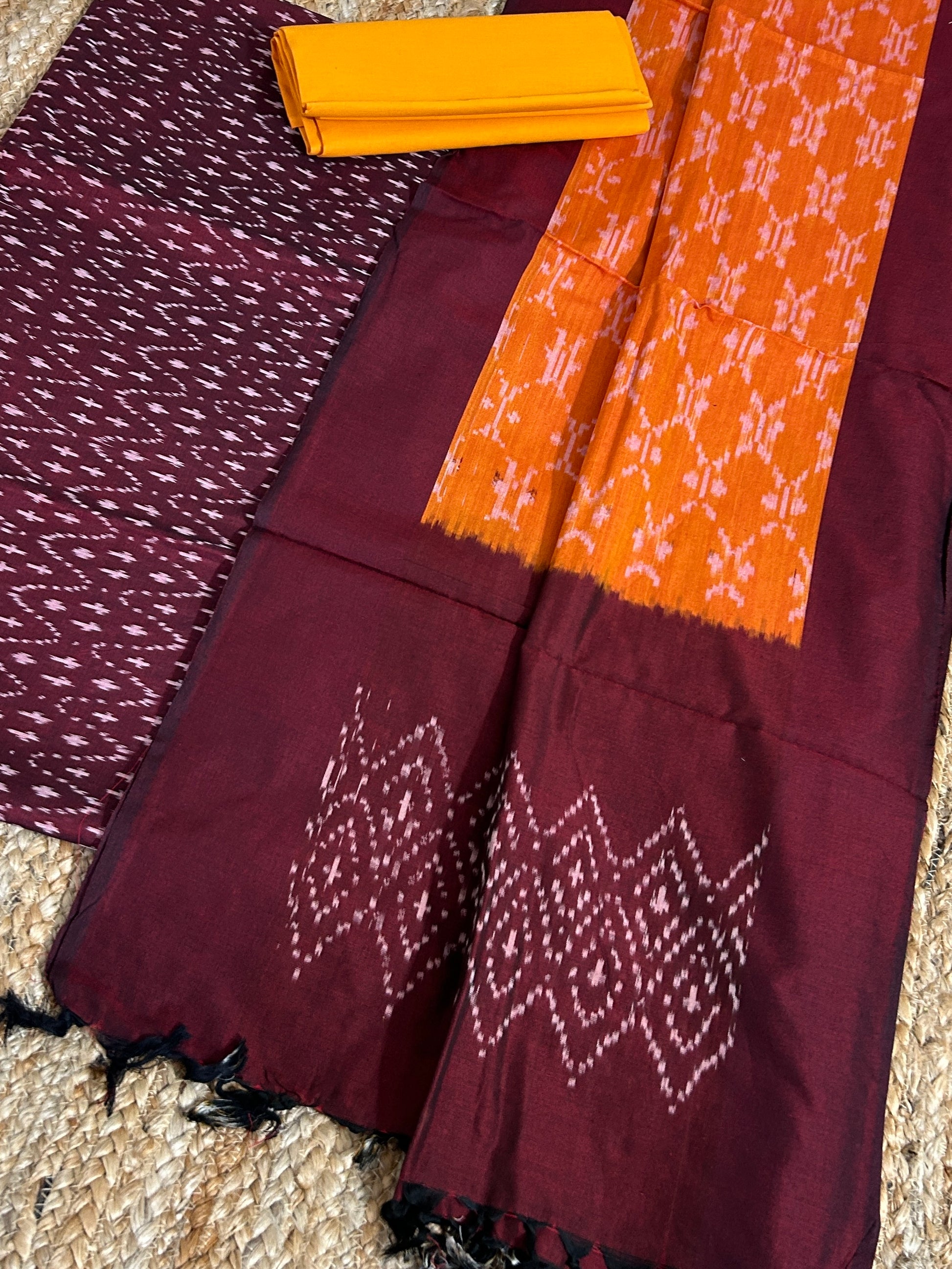 Double Ikat Mercerized Cotton Dress Material