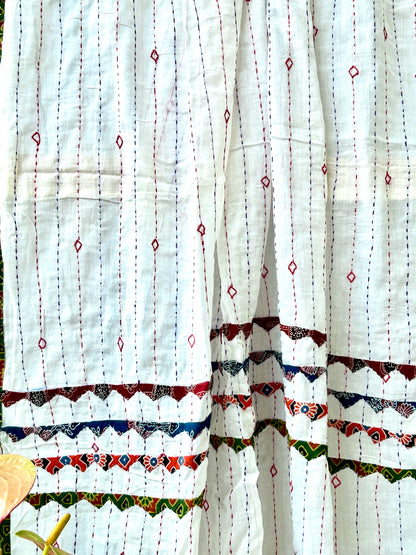 White Appliqué Work Dupatta