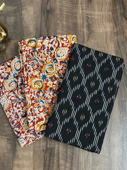 Ikat Kalamkari Cotton Dress Material
