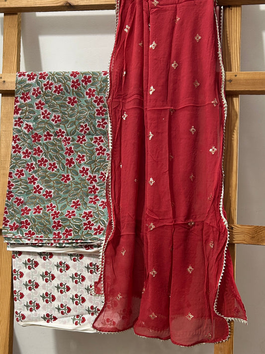 Cotton Dress Material with Pure Chiffon Dupatta *