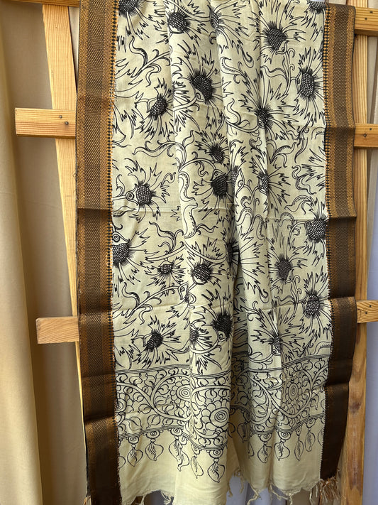 Kalamkari Hand Painted Silk Dupatta