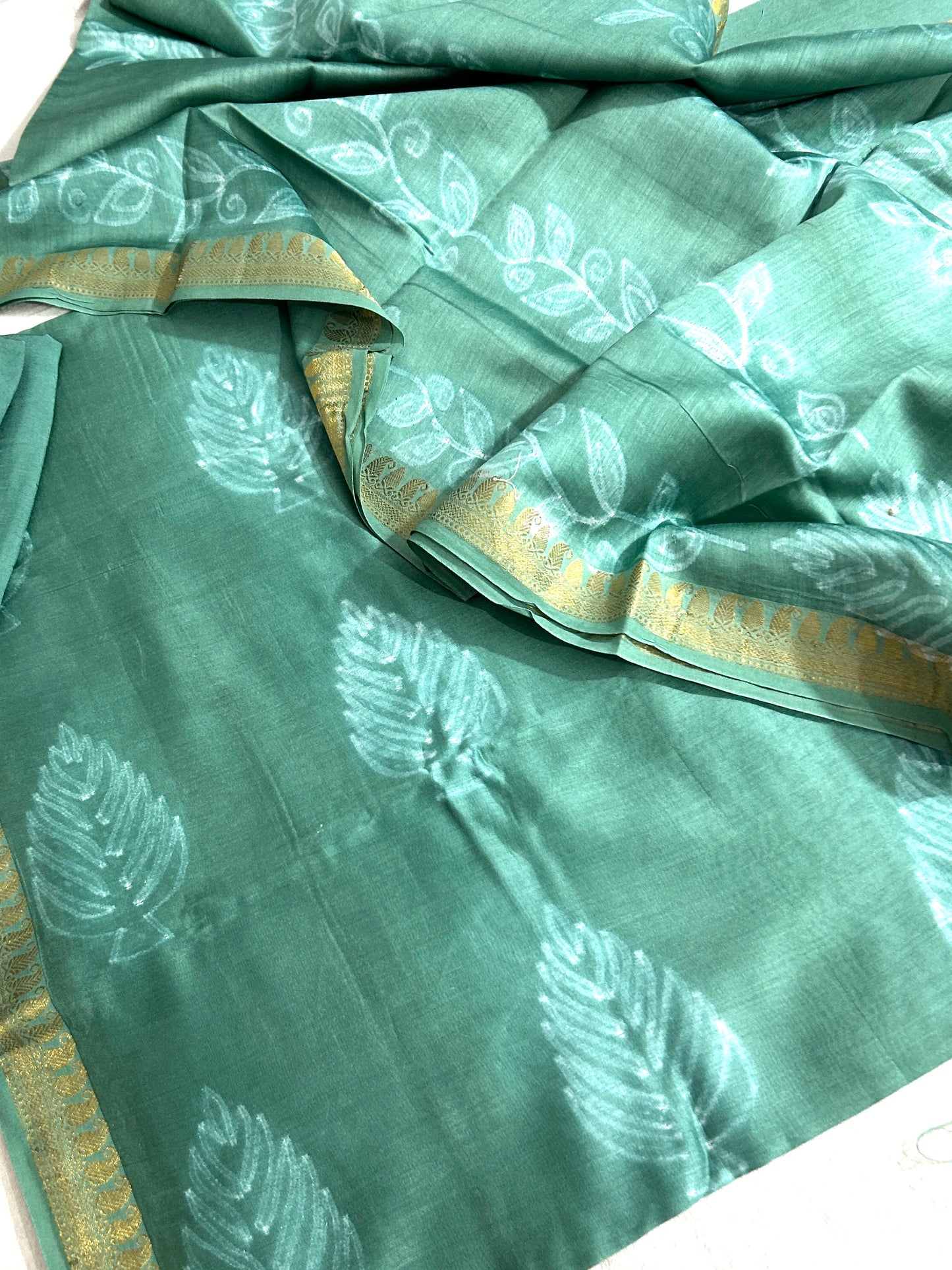 Needle Shibori Maheshwari Silk Cotton Dress Material