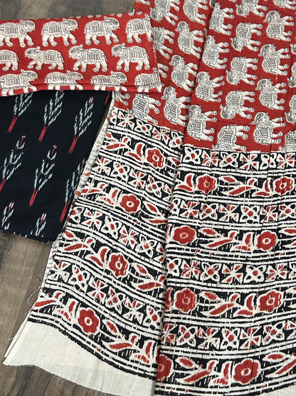 Ikat Kalamkari Cotton Dress Material