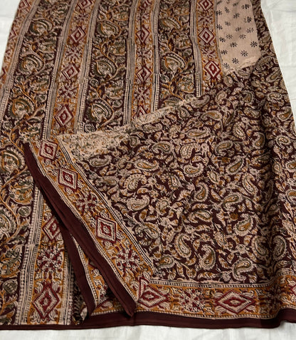 Kalamkari Malmal cotton saree with blouse